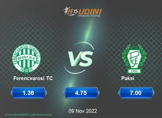 Ferencvarosi TC Vs Paksi: Tip, Predictions, odds & betting tips  (09/11/2022)